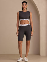 [Grå] SilkSilky-SE Sleeveless Crew Neck Women's Outfit Sets 001