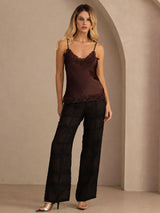 [Brun] SilkSilky-SE Spaghetti Strap V Neck Cami Toppar 007