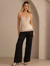 [Champagne] SilkSilky-SE Spaghetti Strap V Neck Cami Toppar 006