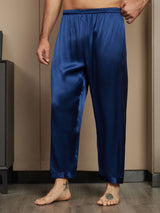 [Mörkblå] SilkSilky-SE Rent Silke Mens Sleep Bottoms 001
