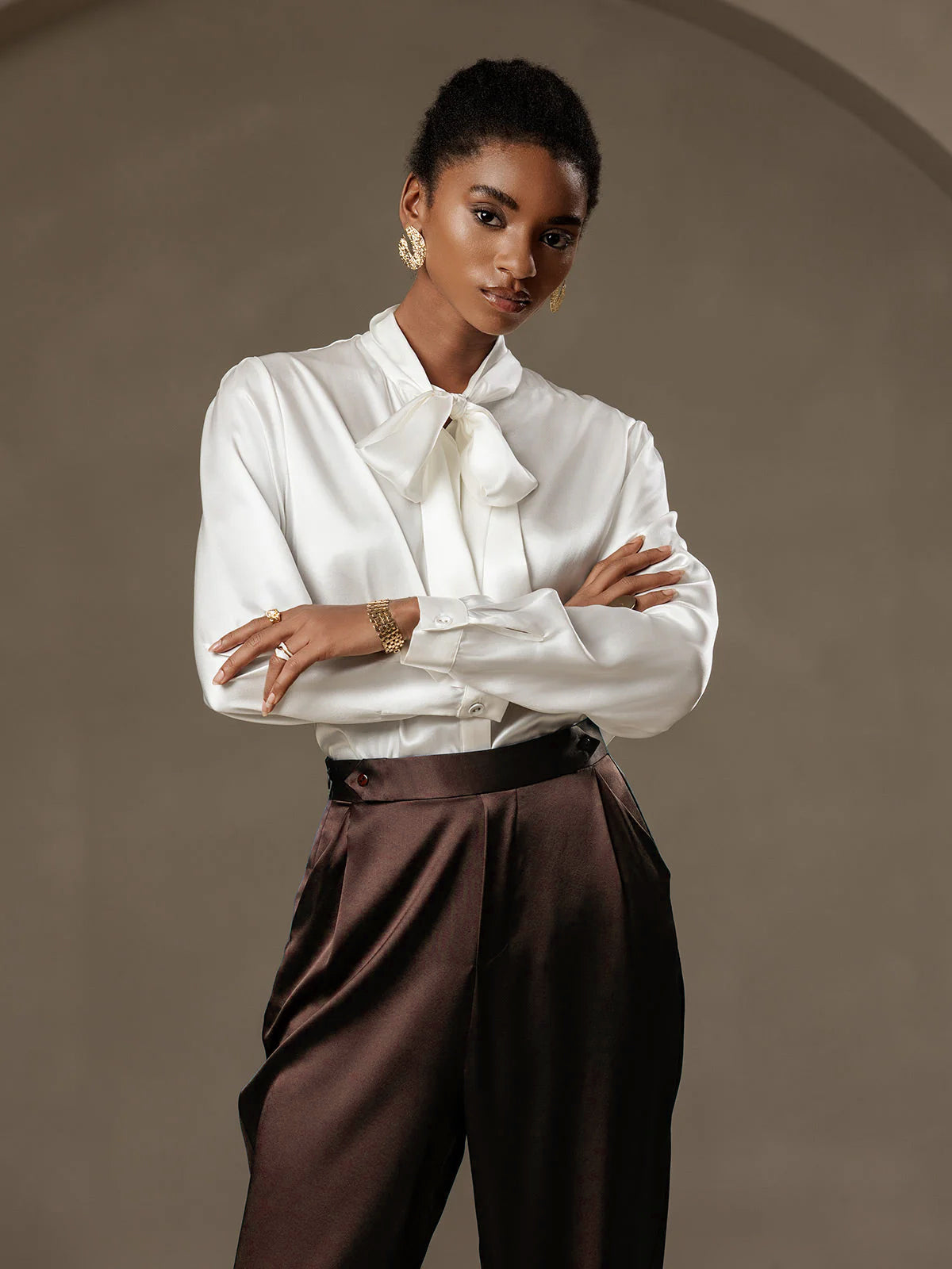 [Mörk Choklad] SilkSilky-SE 19Momme Silke Womens Pants 004