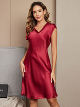 [Vin] SilkSilky-SE Cap Sleeve V Neck Nattlinne 004
