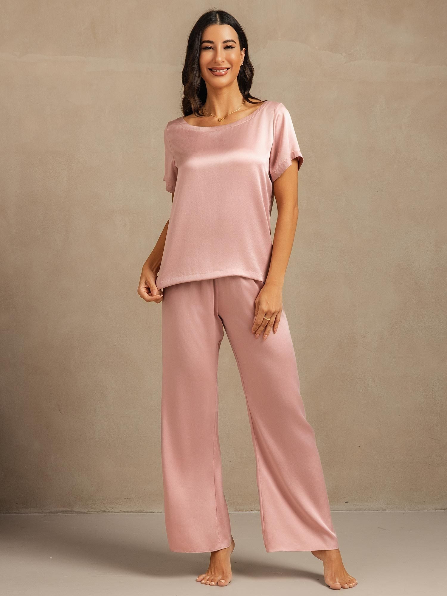 [Persikohud] SilkSilky-SE 19Momme Silke Womens Pajamas 007