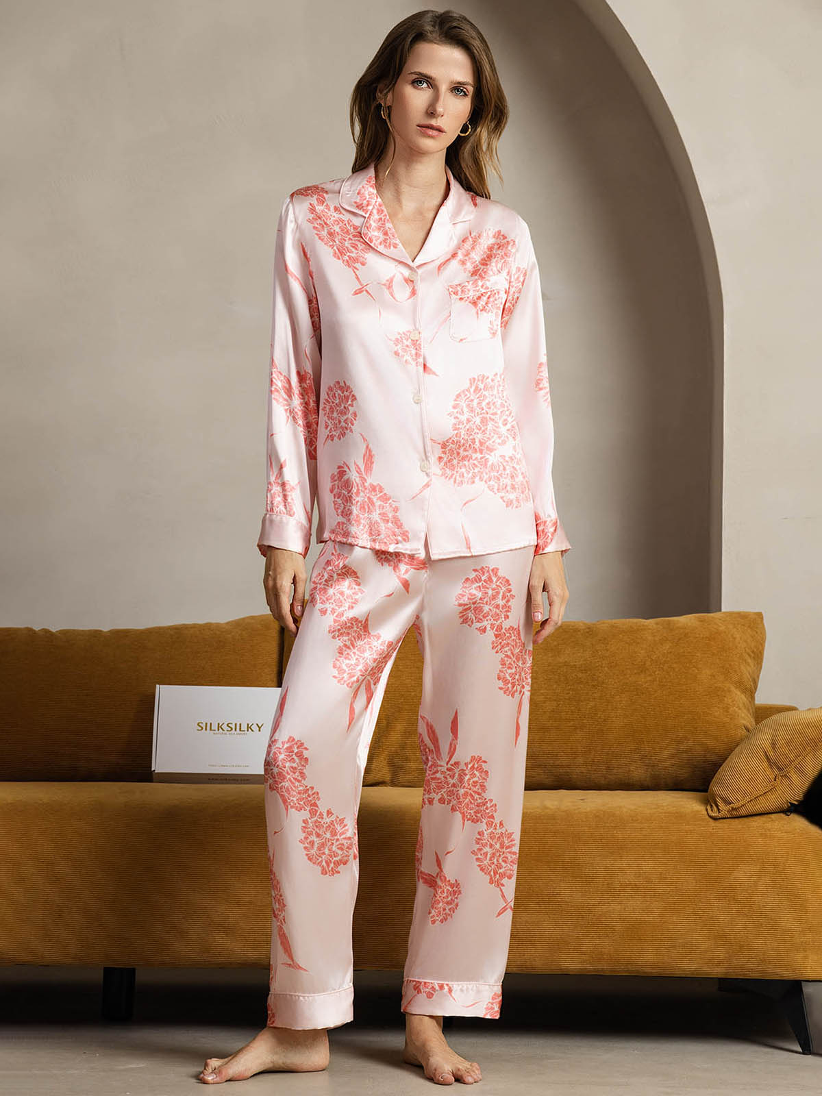 [Korallblommor] SilkSilky-SE Rent Silke Womens Pajamas 001