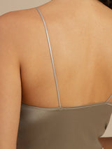 [Kaki] SilkSilky-SE Spaghetti Strap V Neck Cami Toppar 005
