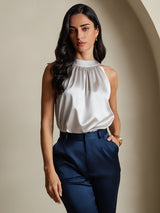 [Ljusgrå] SilkSilky-SE Sleeveless Halter Dam T-Shirt 004