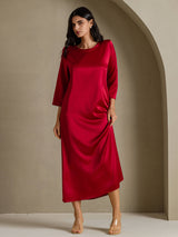 [Vin] SilkSilky-SE 3/4 Sleeve Round Neck Klänning 005