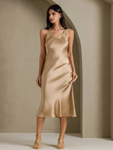 [Champagneguld] SilkSilky-SE Sleeveless Klänning 003