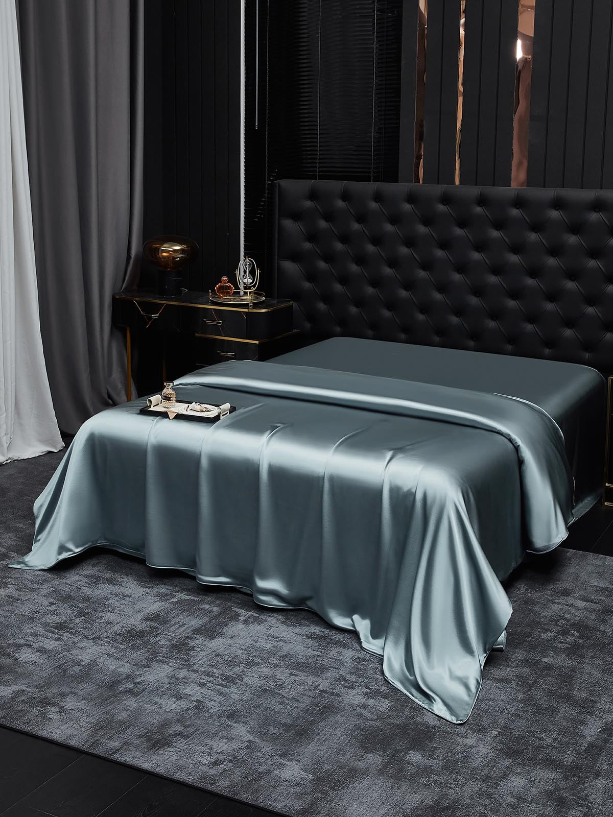 [Gråblå] SilkSilky-SE 22Momme Rent Silke Duvet Cover 002