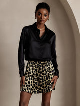 [Svart] SilkSilky-SE Long Sleeve Lapel Collar Damskjorta 004
