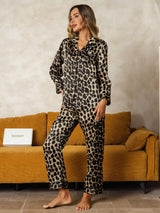 [Leopard] SilkSilky-SE Lång Ärm Dam Pyjama 005