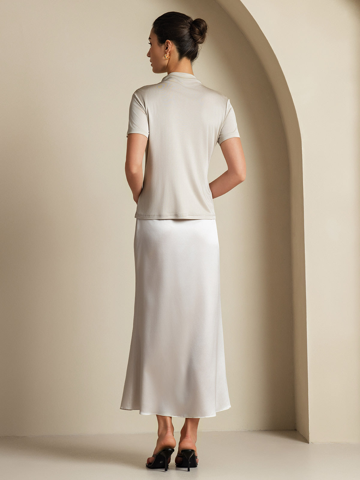 [Ljusgrå] SilkSilky-SE 19Momme Silke Skirt 008