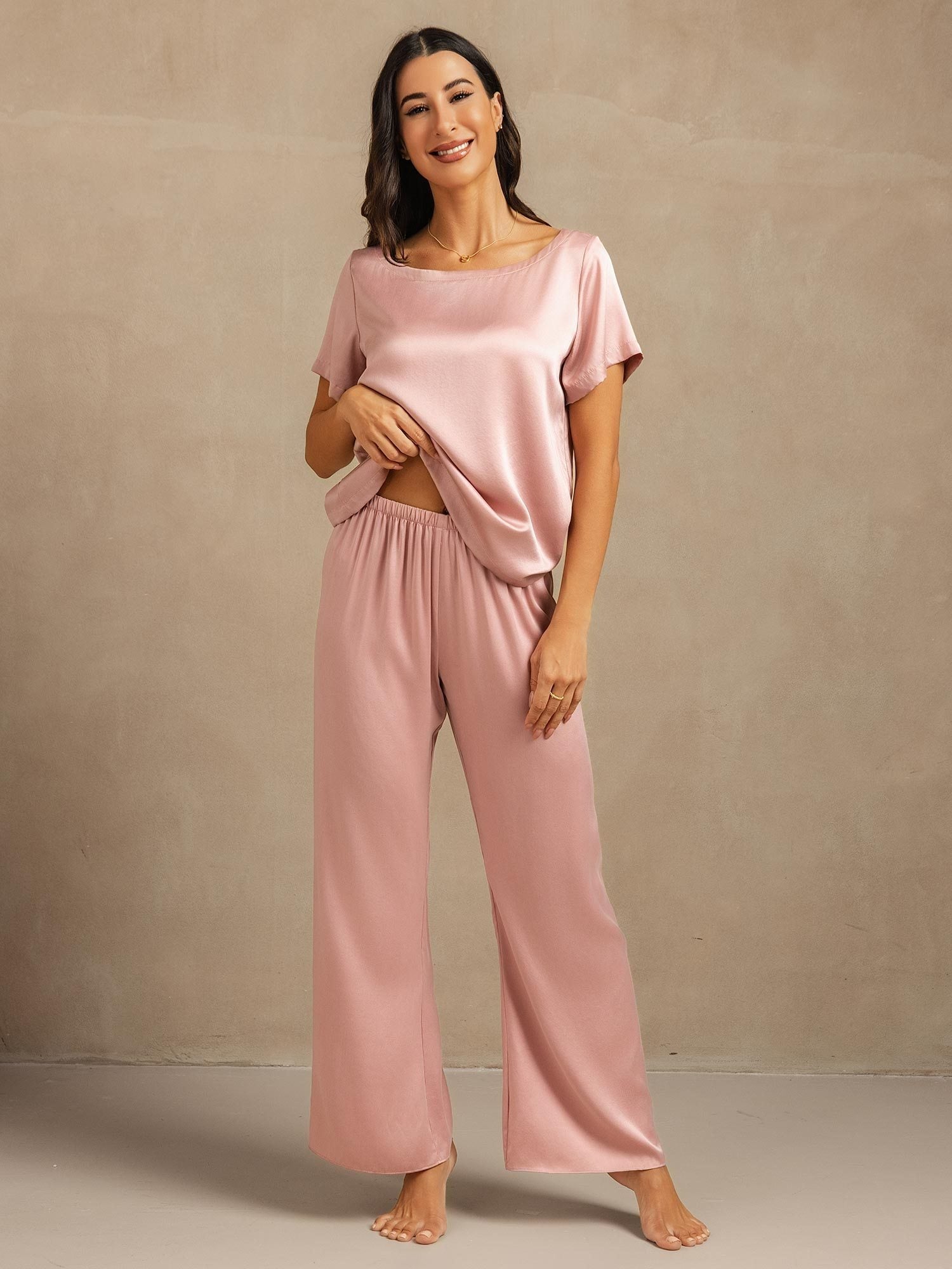 [Persikohud] SilkSilky-SE 19Momme Silke Womens Pajamas 001
