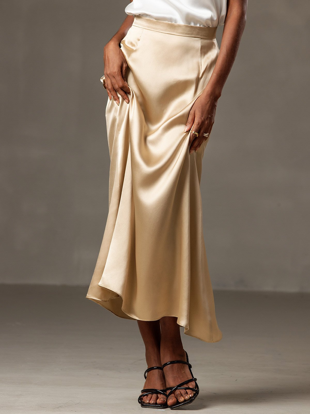 [Champagne] SilkSilky-SE 19Momme Silke Skirt 002
