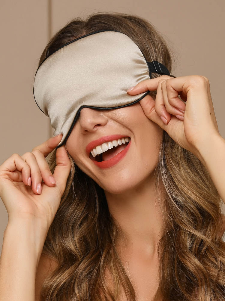 [Beige] SilkSilky-SE 19Momme Rent Silke Eye Mask 001
