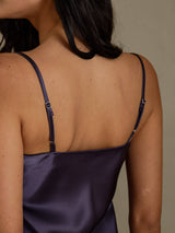 [Lila Grå] SilkSilky-SE Spaghetti Strap V Neck Nattlinne 005