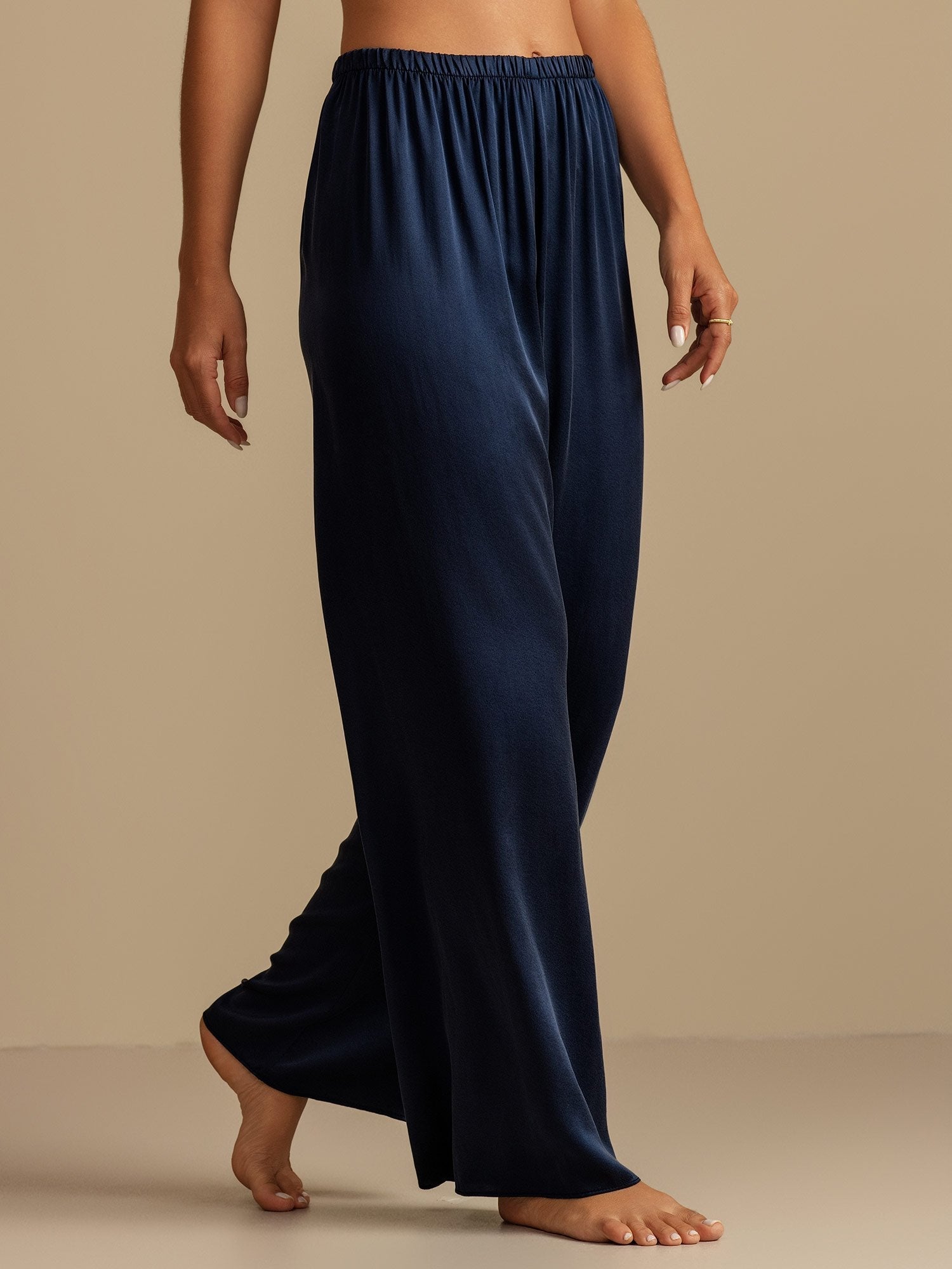 [Mörkblå] SilkSilky-SE 19Momme Silke Womens Sleep Bottoms 003,