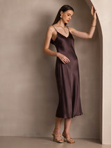 [Kaffe] SilkSilky-SE Spaghetti Strap V Neck Klänning 008
