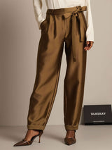 [Brons] SilkSilky-SE 32Momme Silk-Wool Blend Womens Pants 001