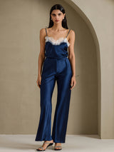 [Mörkblå] SilkSilky-SE Spaghetti Strap V Neck Cami Toppar 005