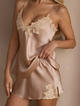 [Rosa] SilkSilky-SE Spaghetti Strap V Neck Camisole Set 006