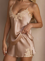 [Rosa] SilkSilky-SE Spaghetti Strap V Neck Camisole Set 006
