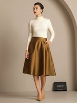[Brons] SilkSilky-SE 32Momme Silk-Wool Blend Skirt 005