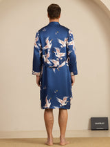[Mörkblå] SilkSilky-SE 19Momme Long Sleeve Mens Pajamas 002