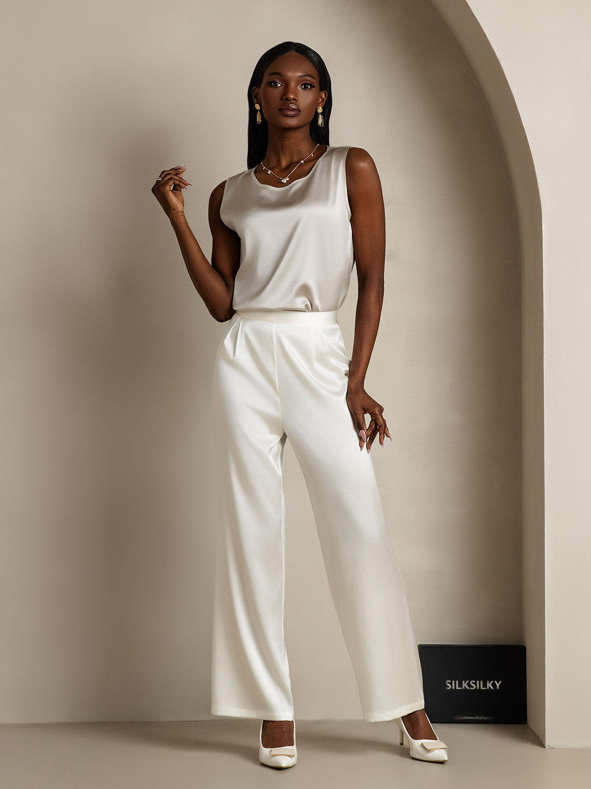 [Ljusgrå] SilkSilky-SE 19Momme Silke Camisoles 007,