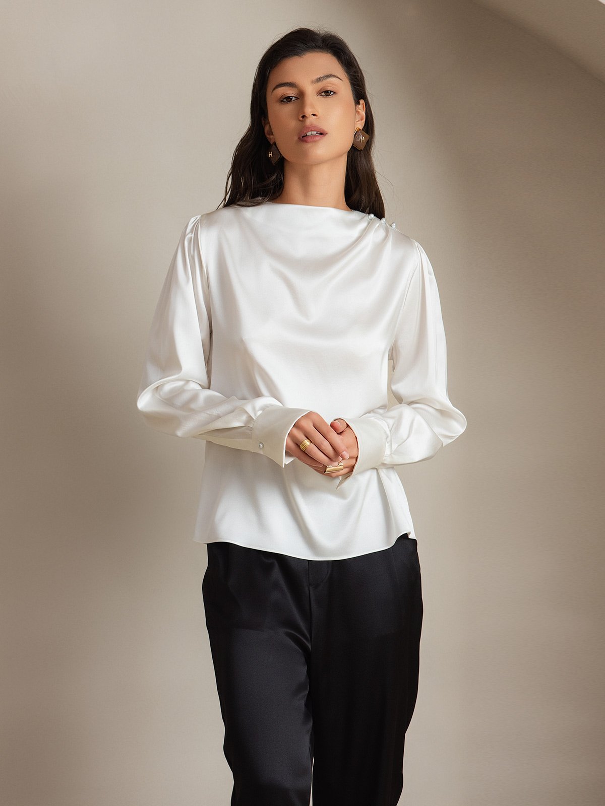 [Vit] SilkSilky-SE 19Momme Silke Womens Shirt 005