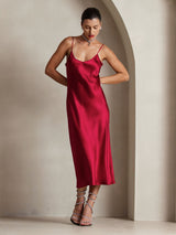 [Vin] SilkSilky-SE Spaghetti Strap V Neck Klänning 003