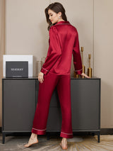 [Mörkröd] SilkSilky-SE Long Sleeve Lapel Collar Dam Pyjama 003