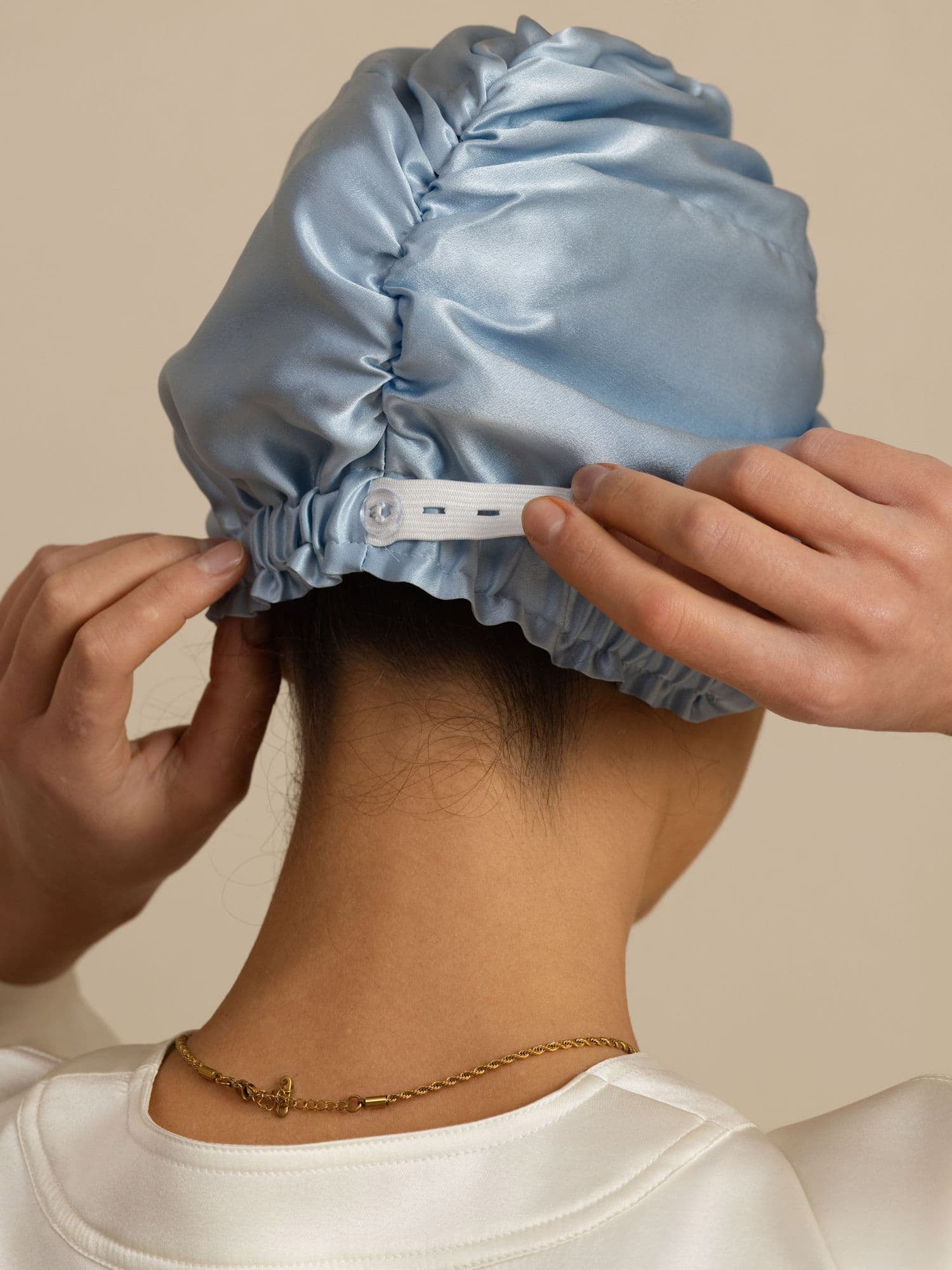 [Stålblå] SilkSilky-SE 22Momme Nattmössa 002