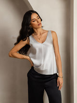 [Silver] SilkSilky-SE Sleeveless V Neck Cami Toppar 006