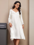 SilkSilky SE Rent Silke Lång Ärm Nightgown Vit 003