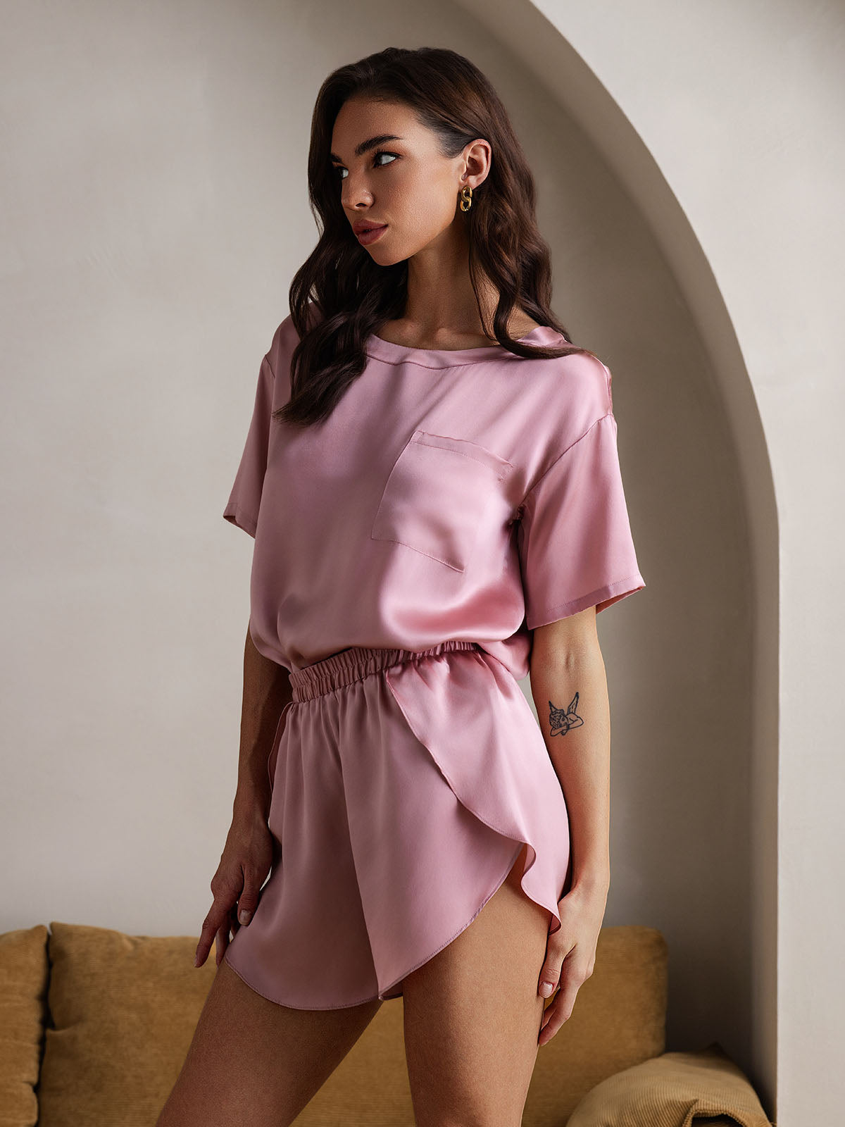 [Blek Mauve] SilkSilky-SE Rent Silke Womens Pajamas 001