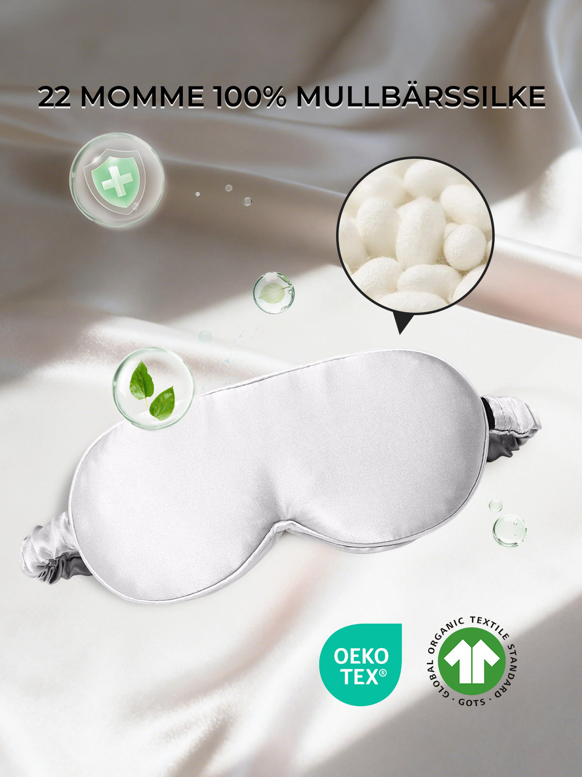 [Ljusgrå] SilkSilky-SE Rent Silke Eye Mask 002