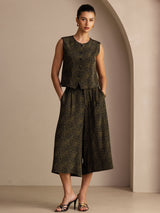 [Tall Vintage] SilkSilky-SE Sleeveless Crew Neck Women's Outfit Sets 001