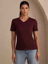 [Vin] SilkSilky-SE Short Sleeve V Neck Dam T-Shirt 003