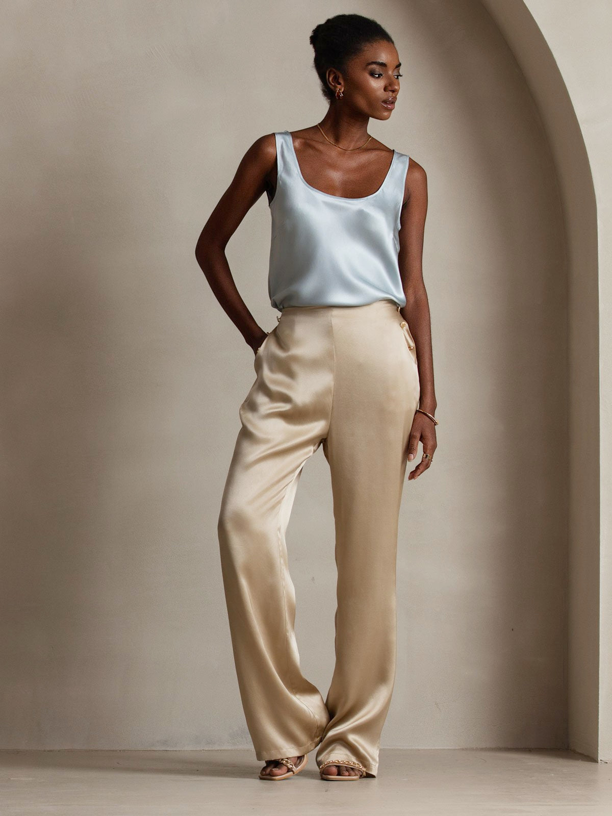 [Champagne] SilkSilky-SE 19Momme Silke Womens Pants 011