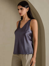 [Mörkgrå] SilkSilky-SE Sleeveless V Neck Cami Toppar 006