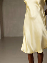 [Gul] SilkSilky-SE Cap Sleeve V Neck Nattlinne 007