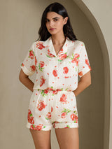 [Vitt Granatäpple] SilkSilky-SE Short Sleeve Notch Collar Dam Pyjama 003