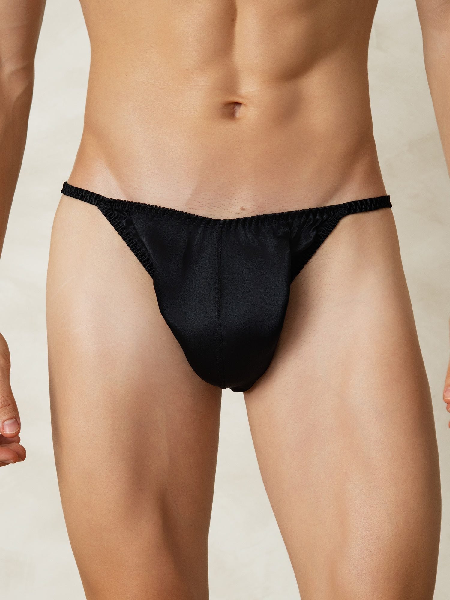 [Svart] SilkSilky-SE Rent Silke Mens Underwear 001