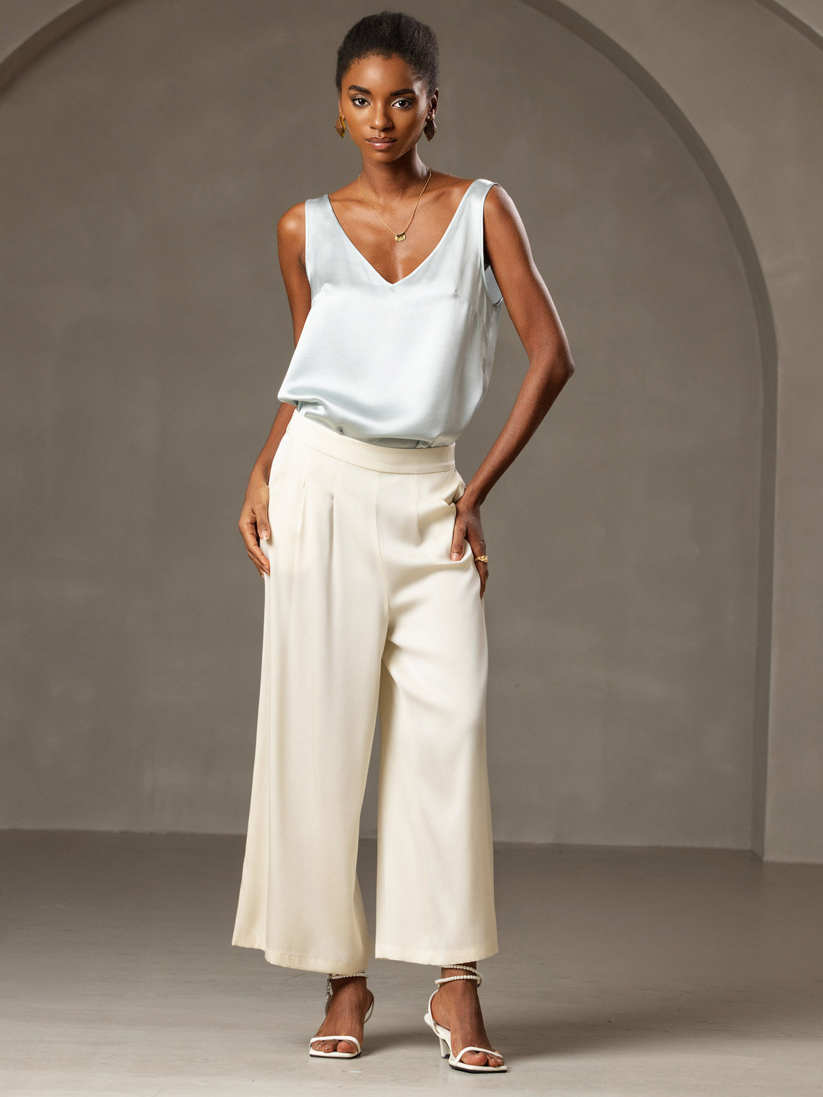 [Ljusblå] SilkSilky-SE 19Momme Silke Camisoles 007