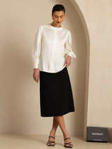 [Vit] SilkSilky-SE 19Momme Long Sleeve Round Neck Blus 008