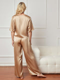 SilkSilky SE Rent Silke Hårärm Round Neck Dam Pyjama Champagne 003