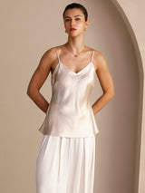 [Beige] SilkSilky-SE Spaghetti Strap V Neck Cami Toppar 003