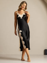 [Svart] SilkSilky-SE Rent Silke Nightgown 006,