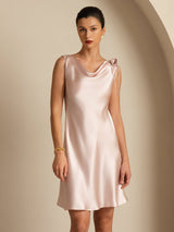 [Rosa] SilkSilky-SE Sleeveless Cowl Neck Klänning 005